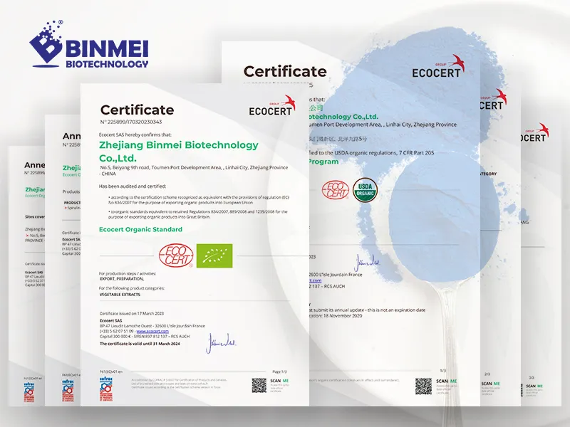 BINMEI Spirulina Extract Certificated by USDA and EU Organic