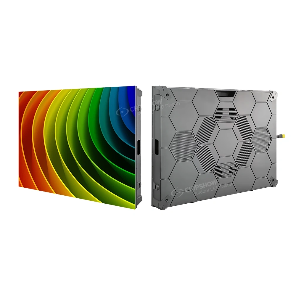 Front and rear views of a C-MAX-COB indoor LED cabinet.
