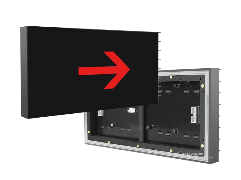 Display face and rear housing of an outdoor LED module