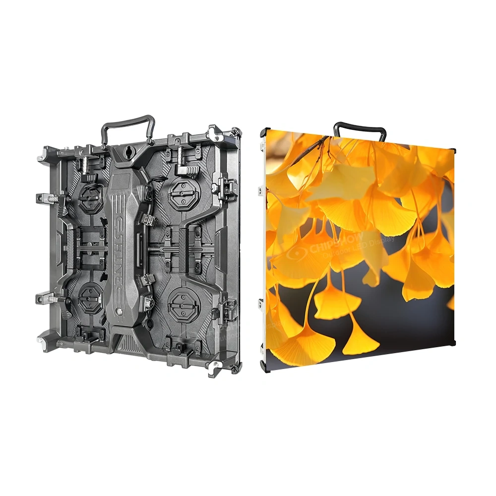 C-Shine Plus LED cabinet front and rear views, with handles and locking hardware.