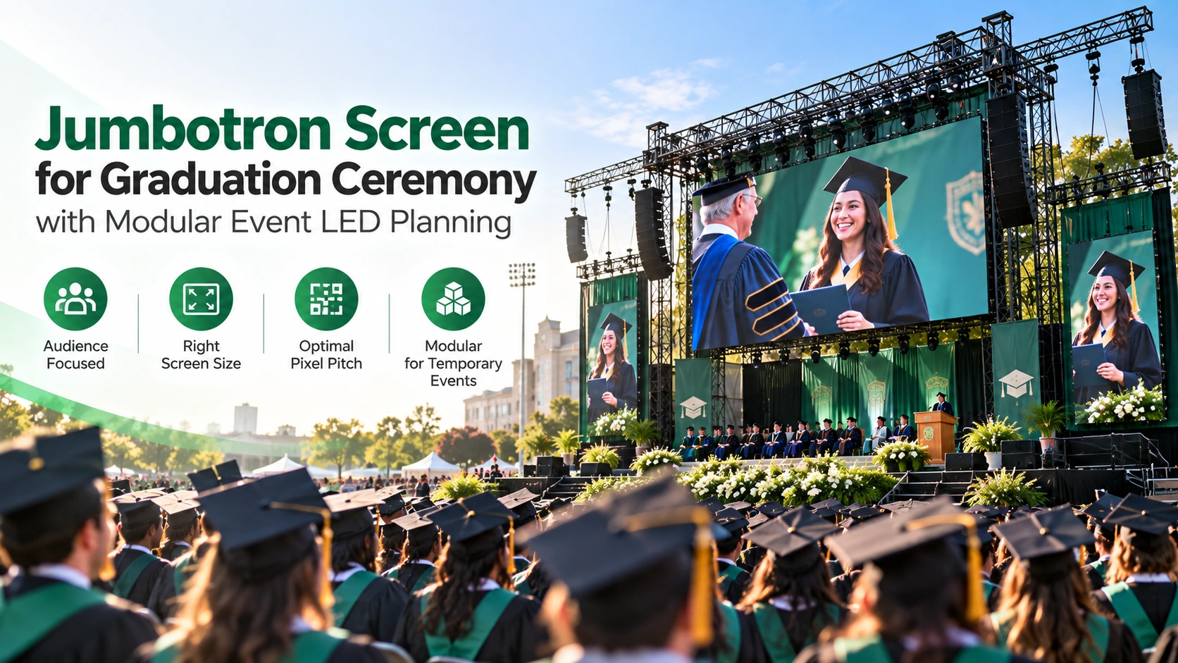 Jumbotron screen for graduation ceremony