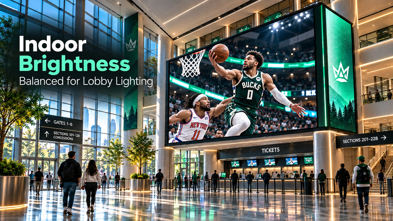 Indoor Jumbotron for Arena Lobby and the Hardware That Fits