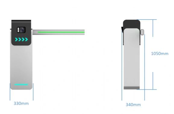 Dimensions of parking barrier gate recognition unit