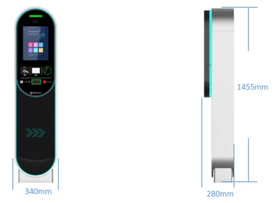 Dimensions of parking self-service payment kiosks