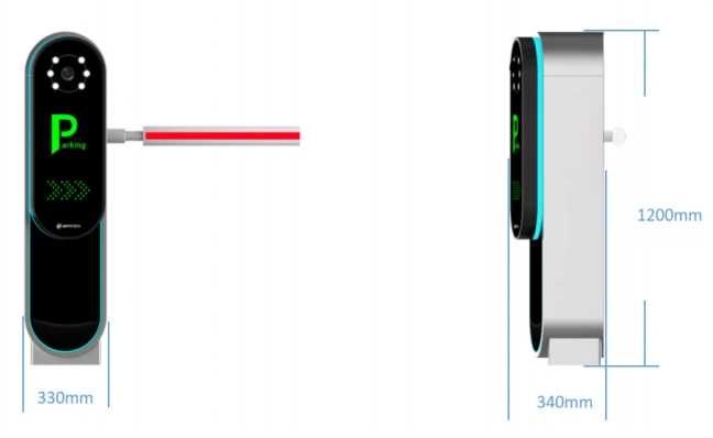 Dimensions of parking barrier gate recognition unit
