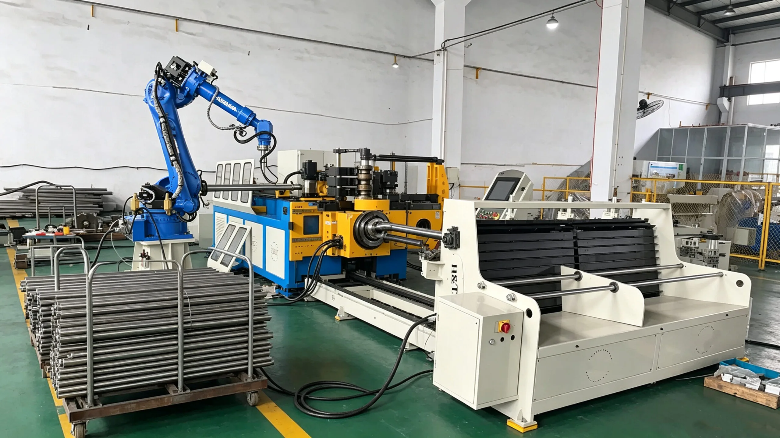 OEM cnc pipe bending machine with robot loading line