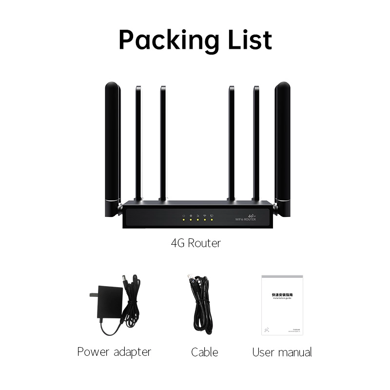 Metal case 1*1000M lan port 8 High Gain Antennas Wifi 6 Cat 4 AX300 best 4g lte router