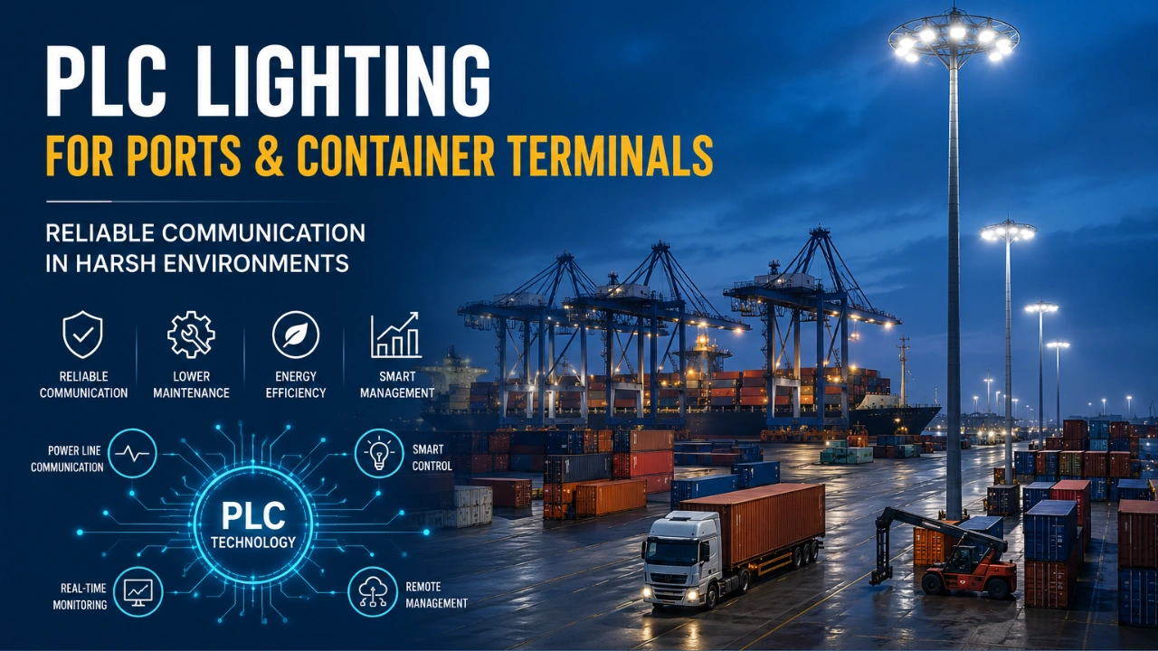 PLC smart lighting system for ports and container terminals in harsh maritime environme