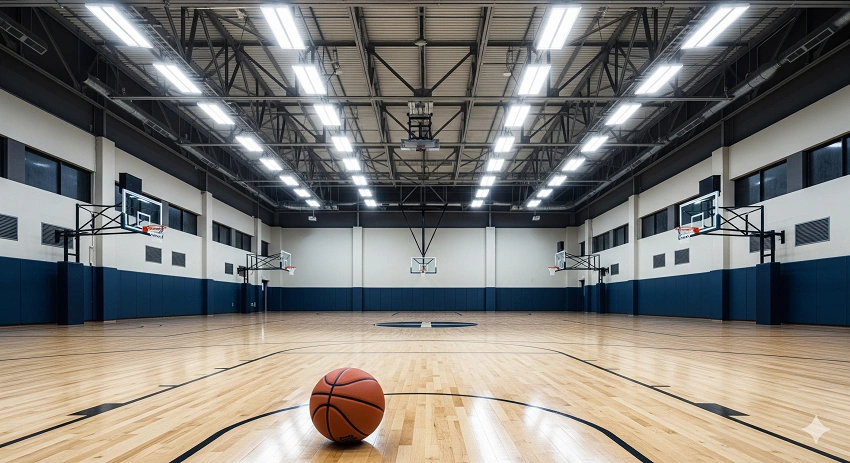 Indoor basketball court lighting