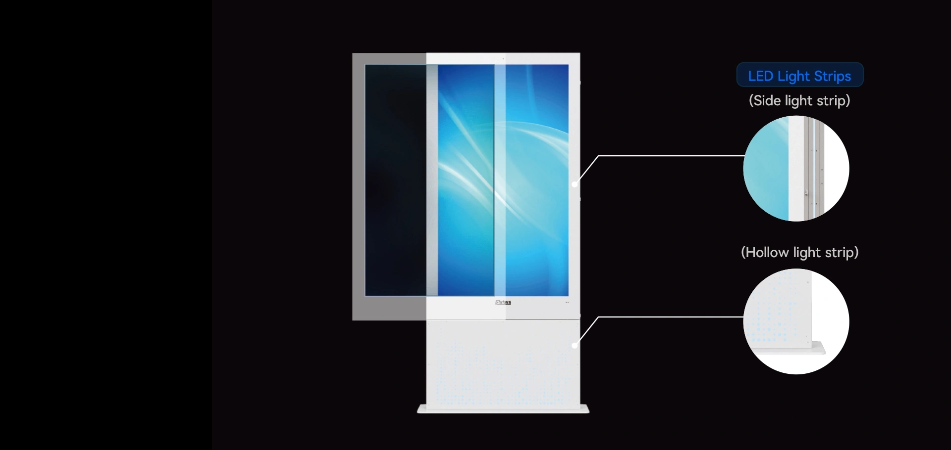 65 Inch 4K Double-Sided Digital Signage with led light frame