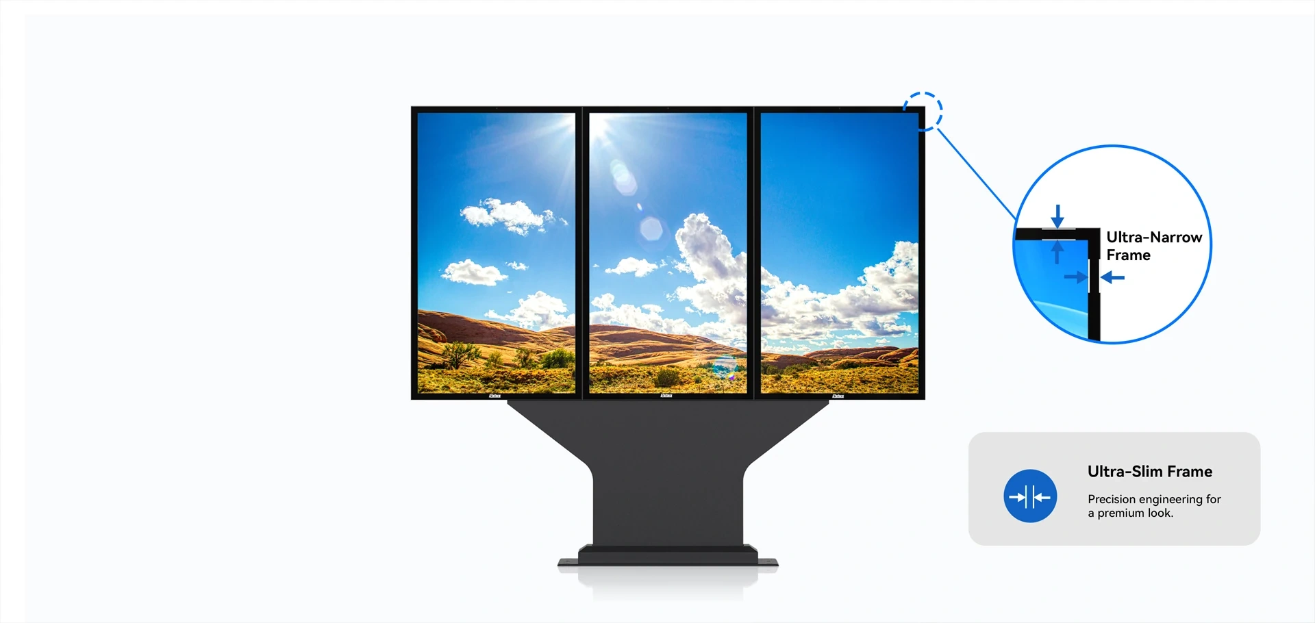 55 inch Triple-Screen Advertising Display with ultra narrow frame
