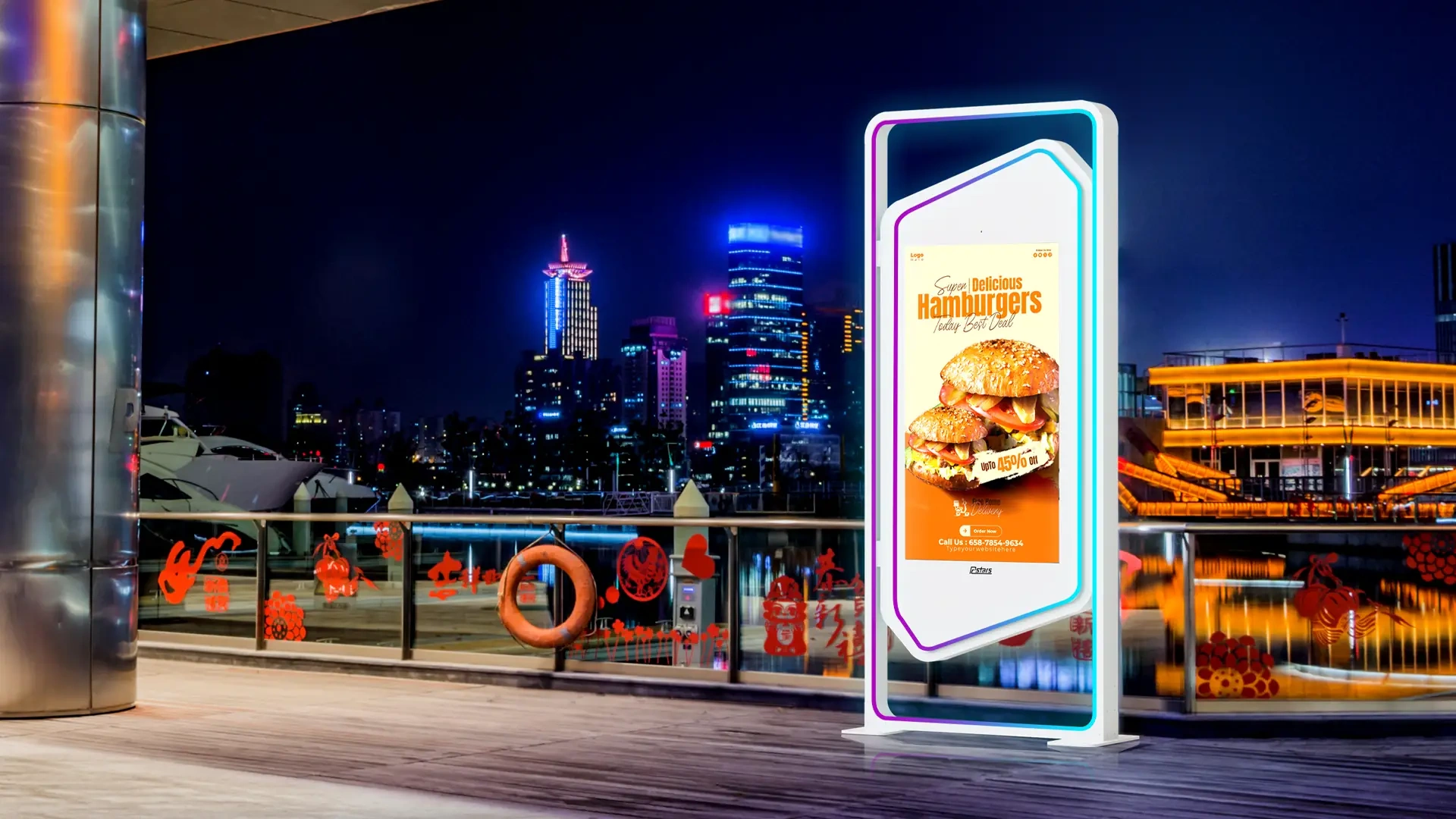 use scenario of 55 inch IP65 Outdoor Digital Signage with LED Light Strip