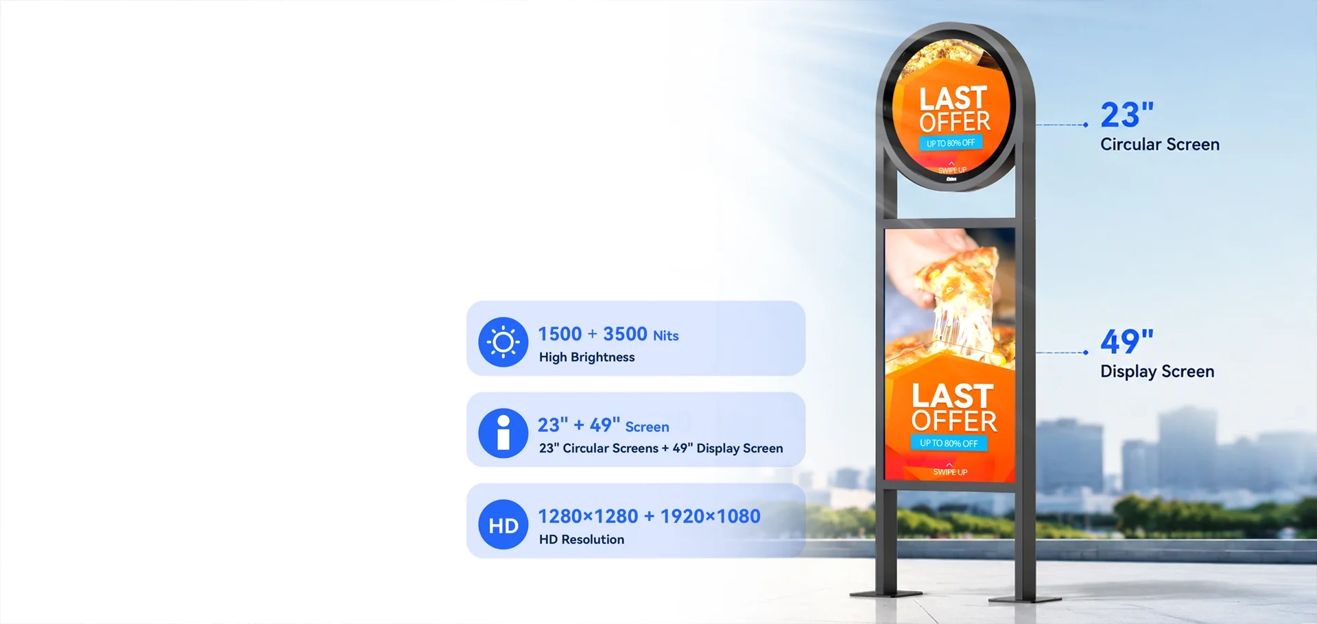 Dual Screen Outdoor Digital Signage with high brightness