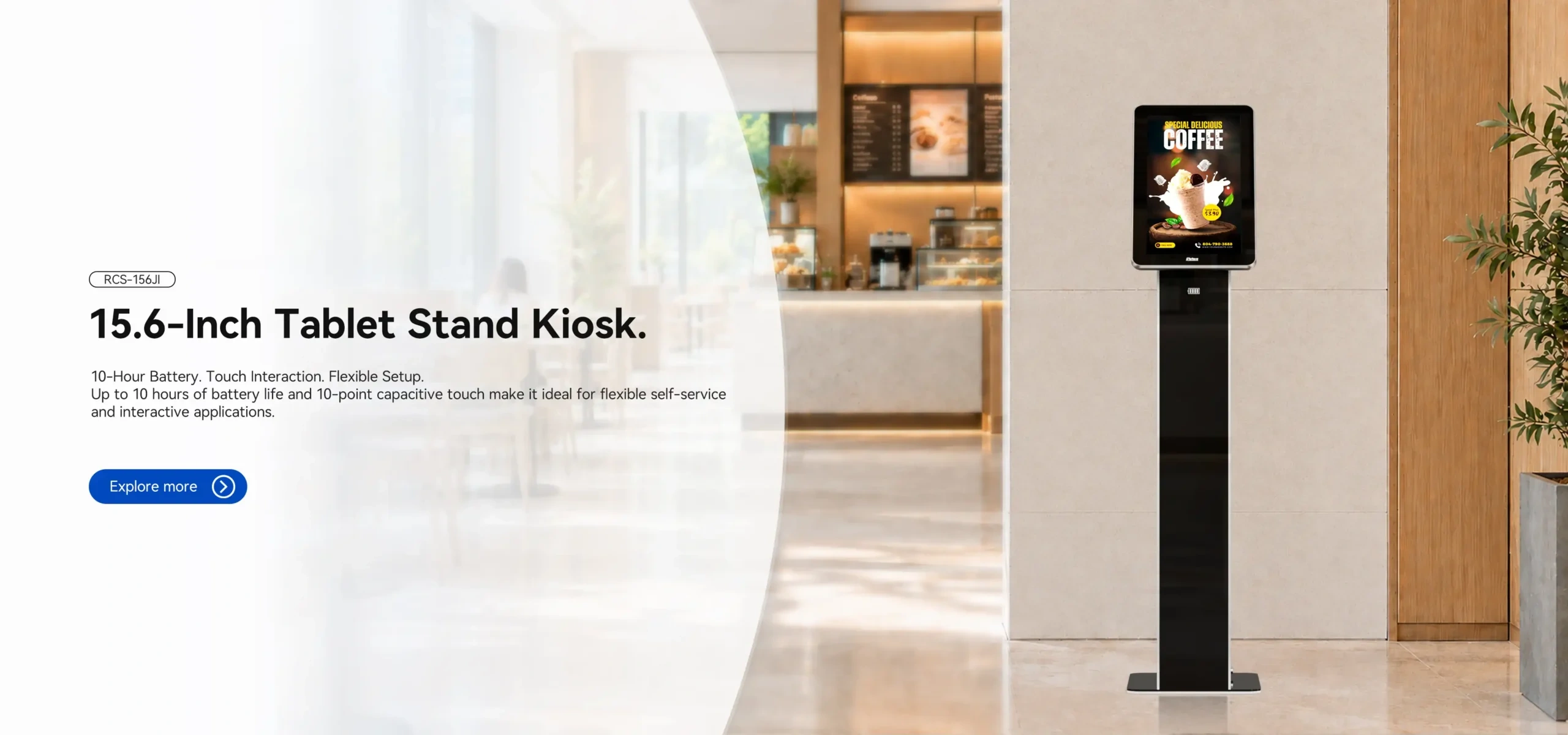 15.6-Inch battery-powered Tablet Stand Kiosk