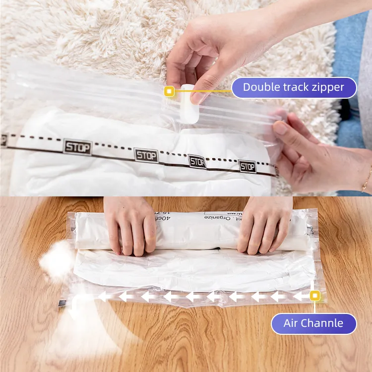 Double Track Zipper Taili Vacuum Roll Up Bag