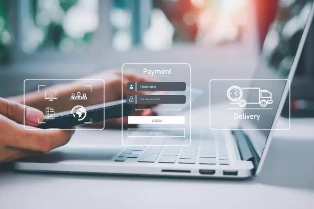 Online shopping through mobile by online payment.