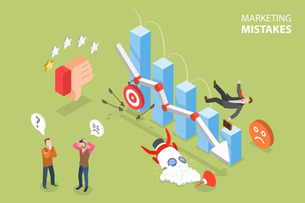 3d,Isometric,Flat,Conceptual,Illustration,Of,Marketing,Mistakes,,Wrong,Social SEO错误
