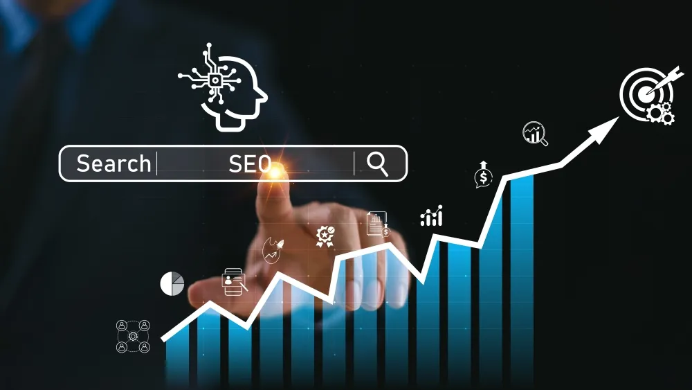 Seo,Search,Engine,Optimization,Concept.,Businessman,Use,Ai,Target,Icon,