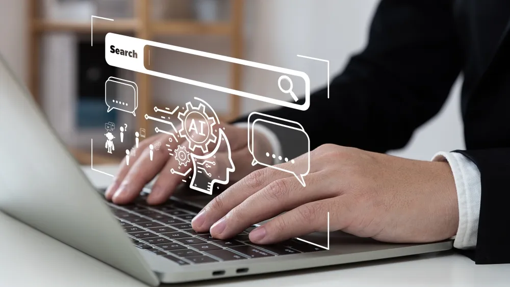 Chatbot,With,Ai,(artificial,Intelligence),,Search,Engine,,Businessman,Using,Laptop