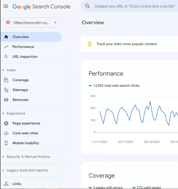 Google search console 后台