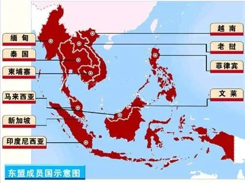 东盟成员国示意图