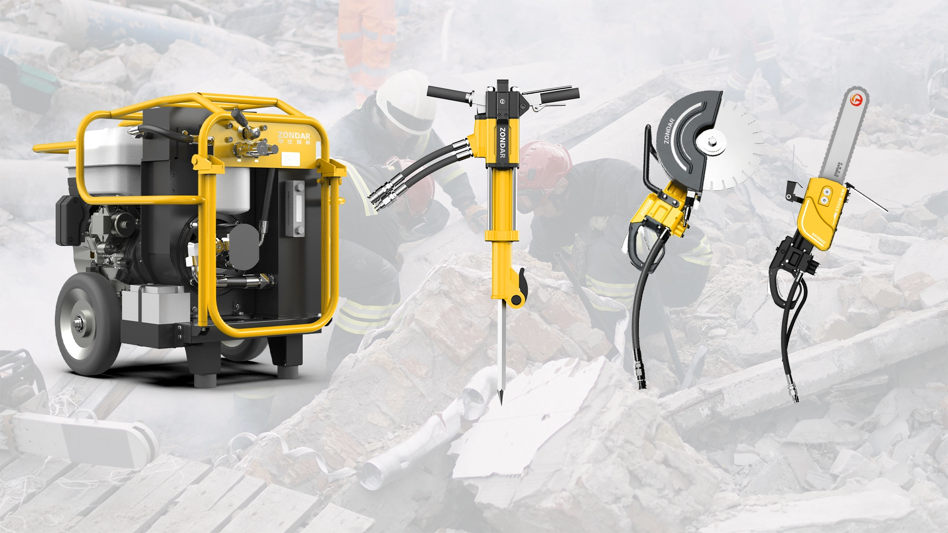 ZONDAR hydraulic power pack with hydraulic tools